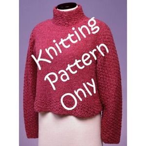 New Sue McCain Vermont Fiber 103 Openwork Turtleneck Sweater Knitting Pattern